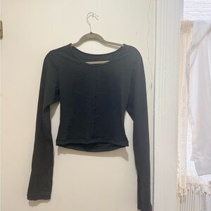 Vitality Women's athletic Long Sleeve Black Crewneck Top